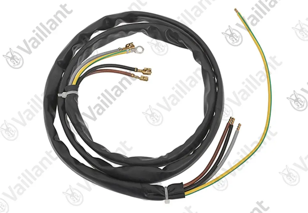 Kabelbaum von Vaillant mit mehreren Adern in unterschiedlichen Farben, ummantelt und für den Anschluss an elektrische Geräte vorgesehen.